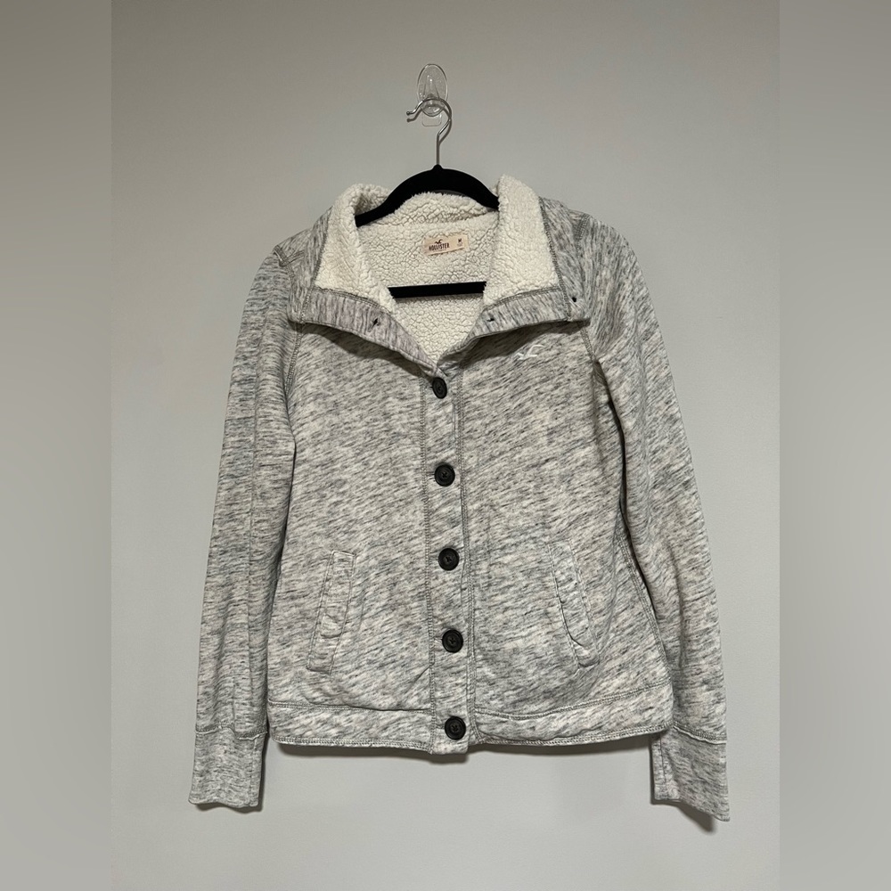Hollister Sherpa Lined Sweatshirt Jacket Size Medium